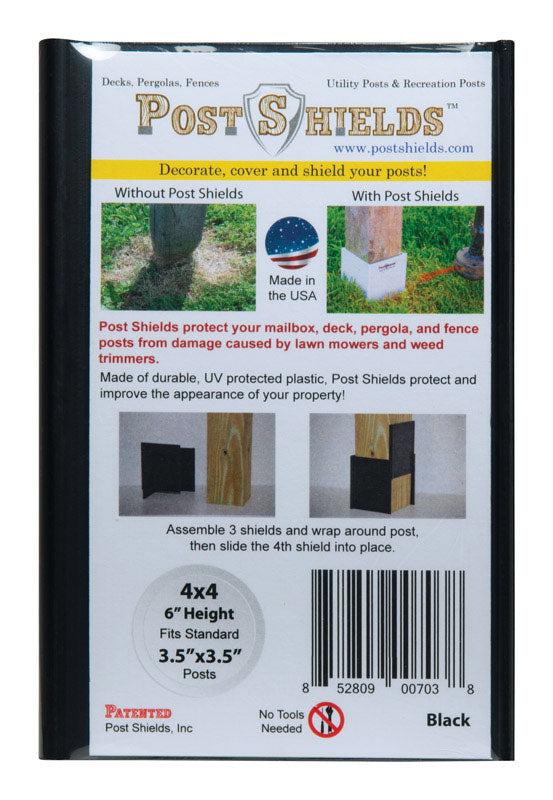 Post Shields Inc. 6 in. H X 4 in. W X 4 in. L Plastic Black Fence Post Protection Online