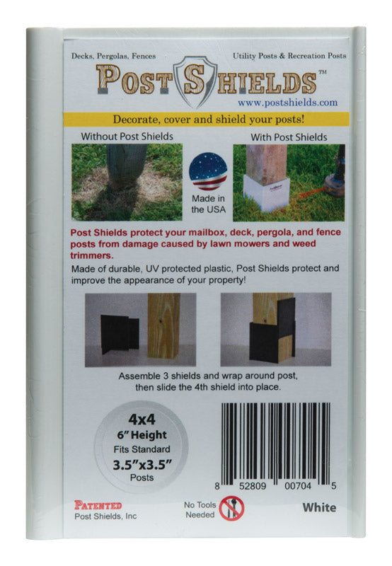 Post Shields Inc. 6 in. H X 4 in. W X 4 in. L Plastic White Fence Post Protection Online Sale